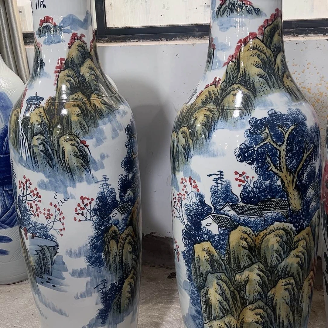 陶景德镇落地大花瓶高度1.6左右一个