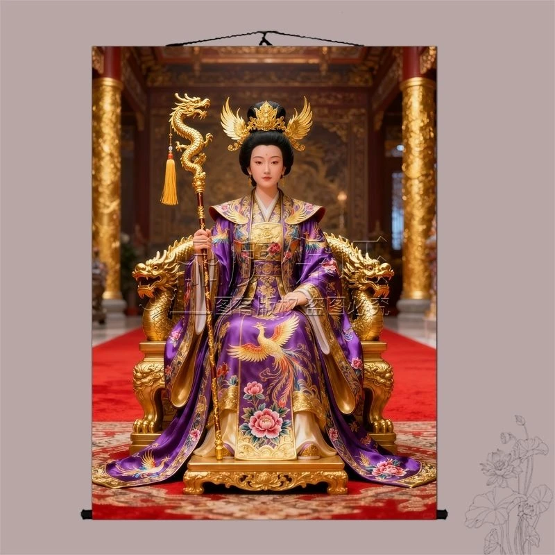 泰山奶奶挂画碧霞元君画像客厅圣母娘娘神像挂像供奉卷轴画定制