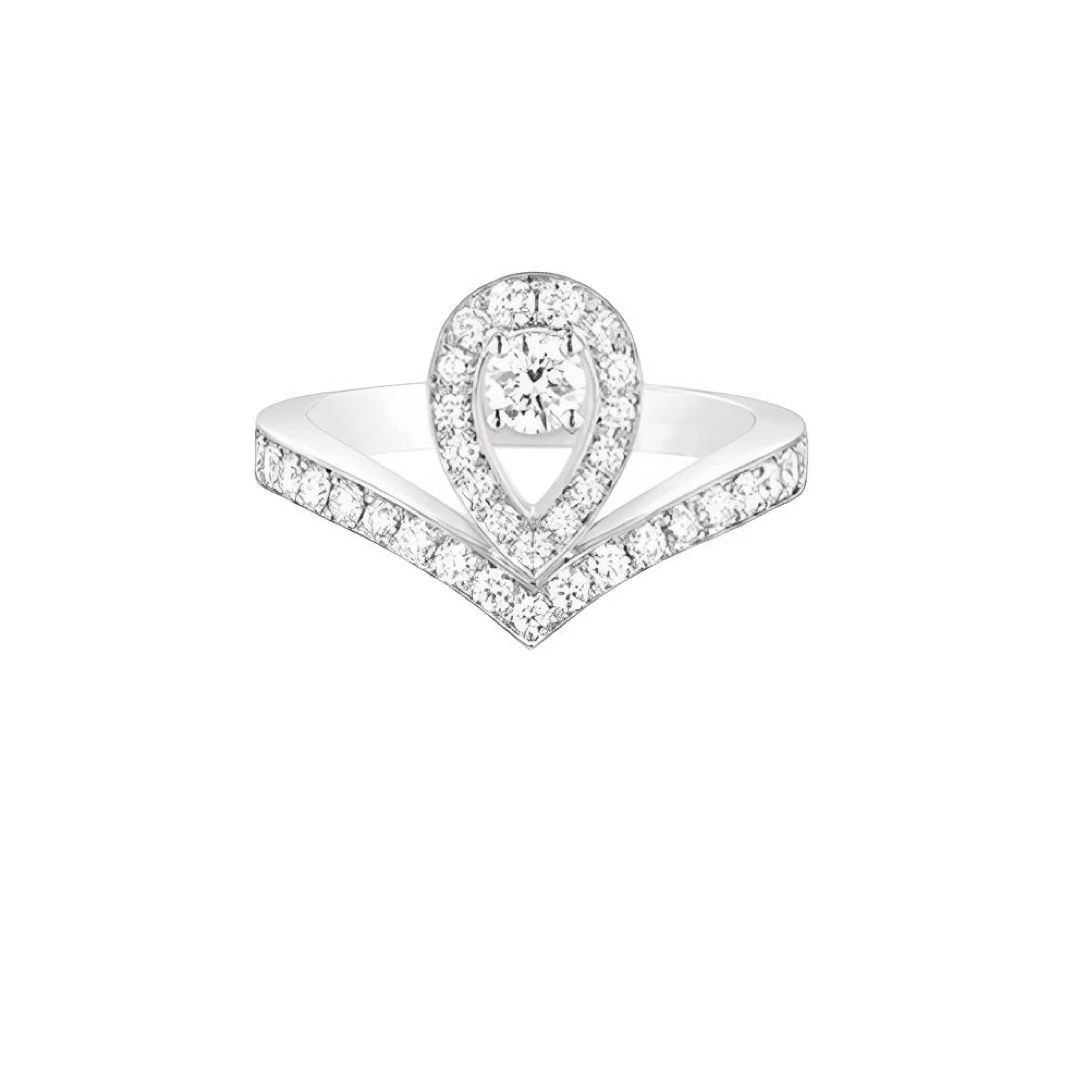 未使用 Chaumet/尚美 约瑟芬系列白金满钻水滴戒指50码【JQ】