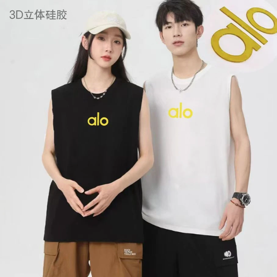 【立体硅胶a'lo'o】7A抗菌-夏季透气清爽冰感情侣高档圆领无袖T恤