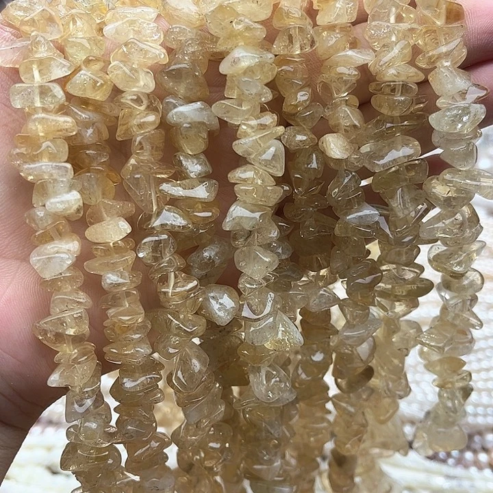 未镶嵌玛瑙/玉髓珠宝半成品一条黄水晶中孔随型