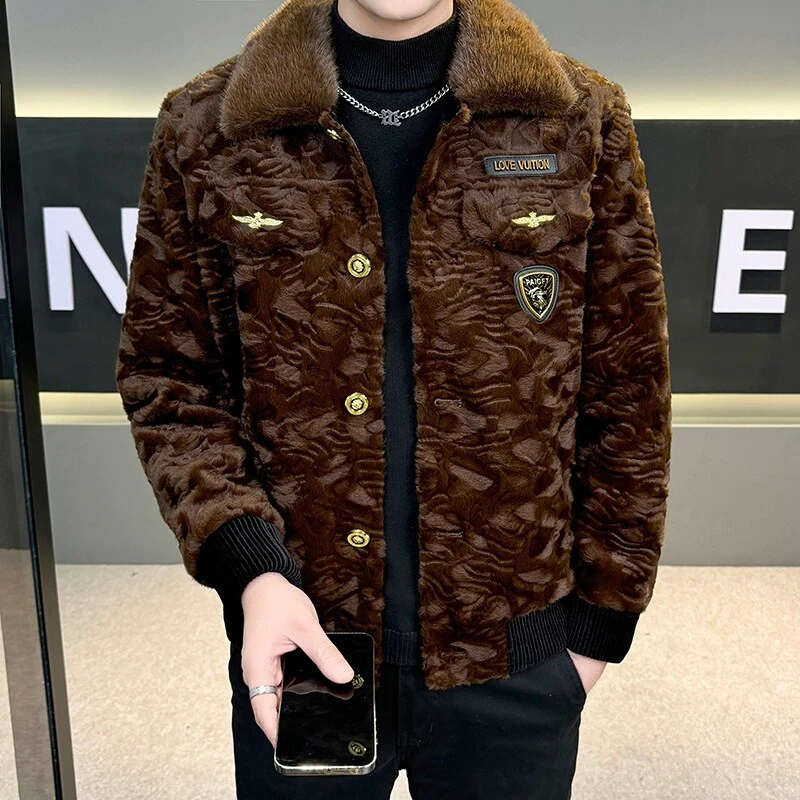 贾鲁萨加高端时尚秋冬新款夹克男士潮牌翻领内里加棉休闲加厚外套