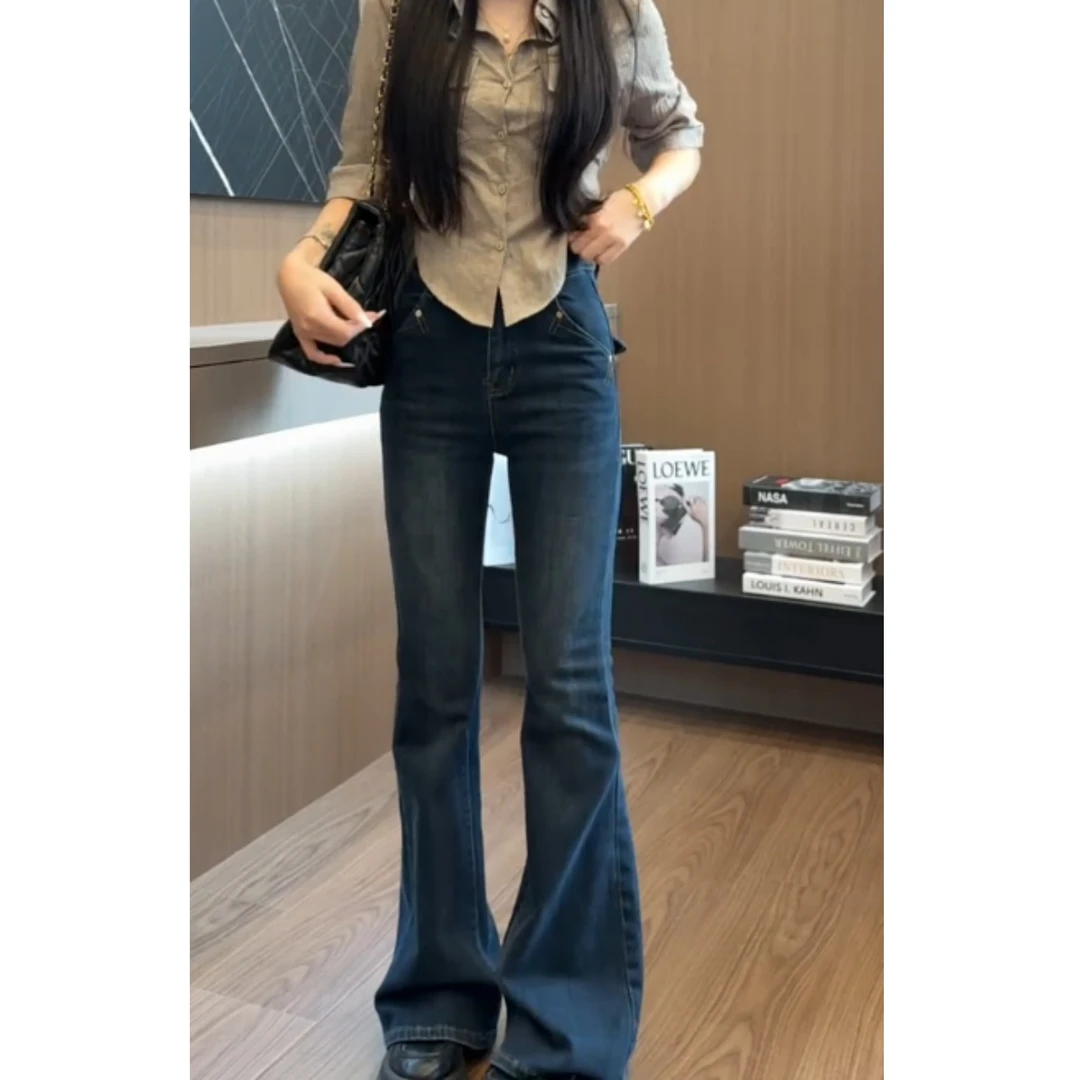 2025早秋新款高腰显瘦大码复古喇叭裤