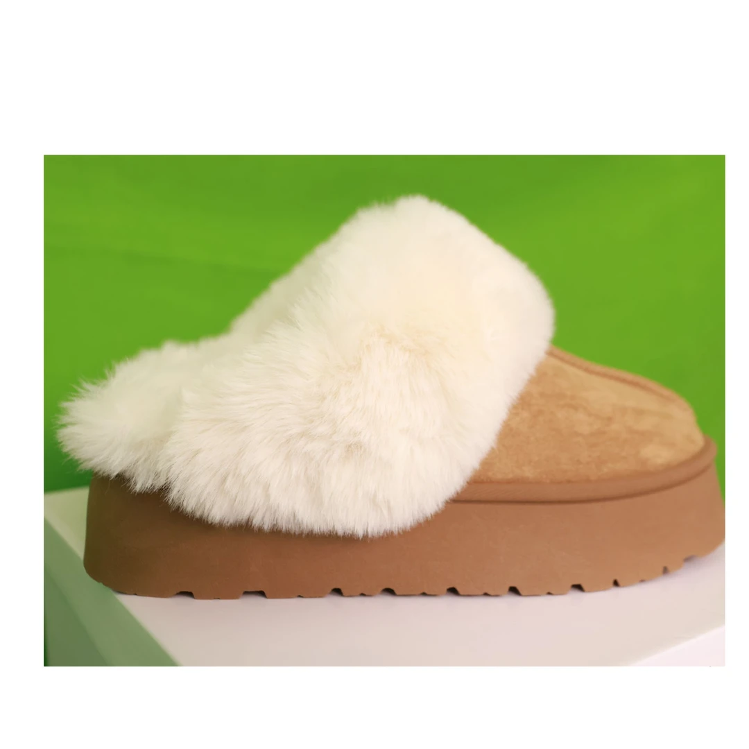 2024新款雪地半拖一体兔毛口加绒厚底保暖外穿