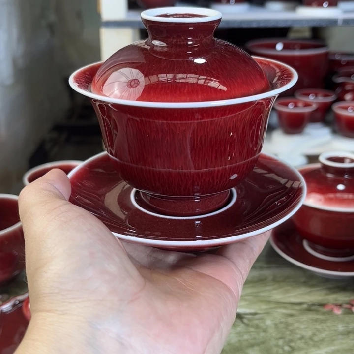 景德镇陶瓷元宝盖碗大漏