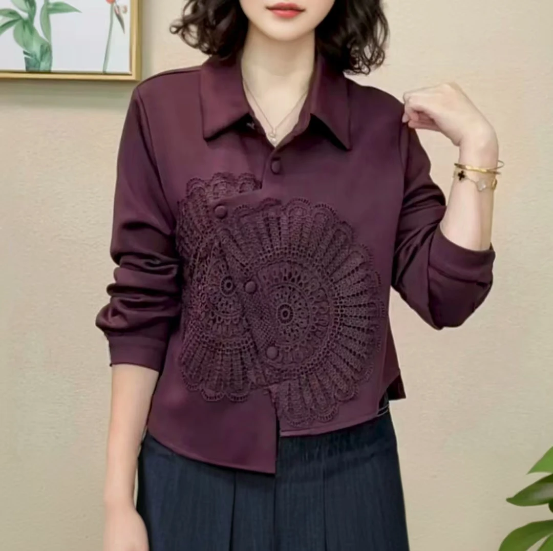 2025秋季新款时尚显瘦气质洋气百搭拼接打底上衣衬衣女冬打底衫