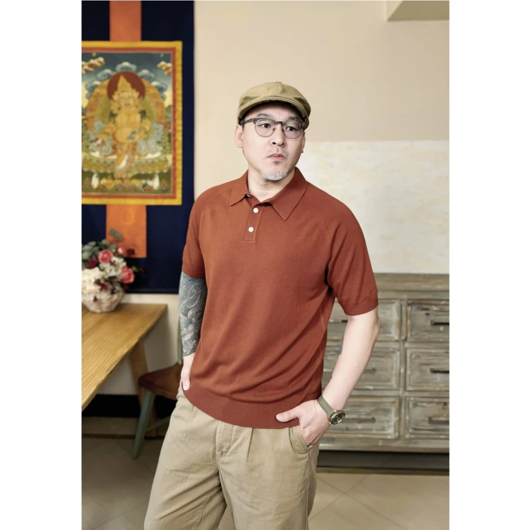 阿美咔叽针织翻领短袖休闲POLO衫简约百搭5301