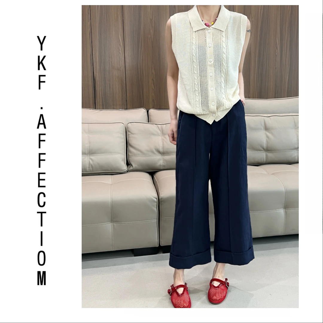 【牙签九分麻裤】松弛百搭立体牙签褶九分麻裤52506