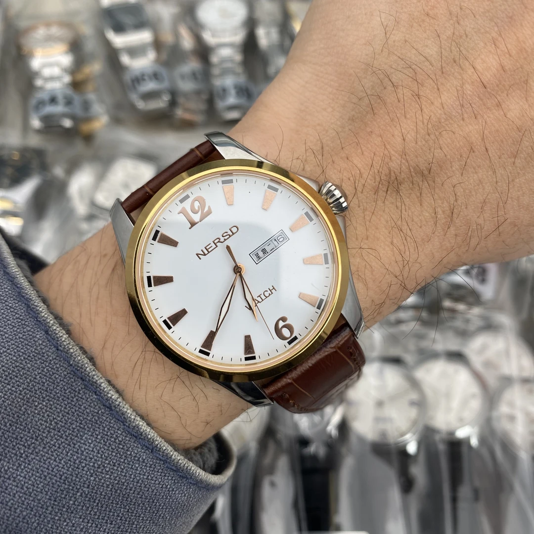 耐尔斯顿进口石英男表防水蓝宝石镜面皮带日历撤柜少量库存高品质