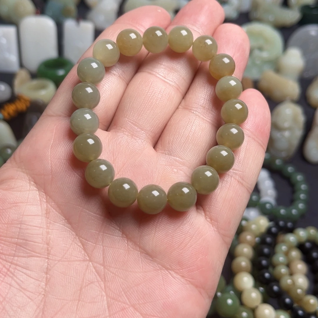 和田玉未镶嵌手链和田玉卡10手串