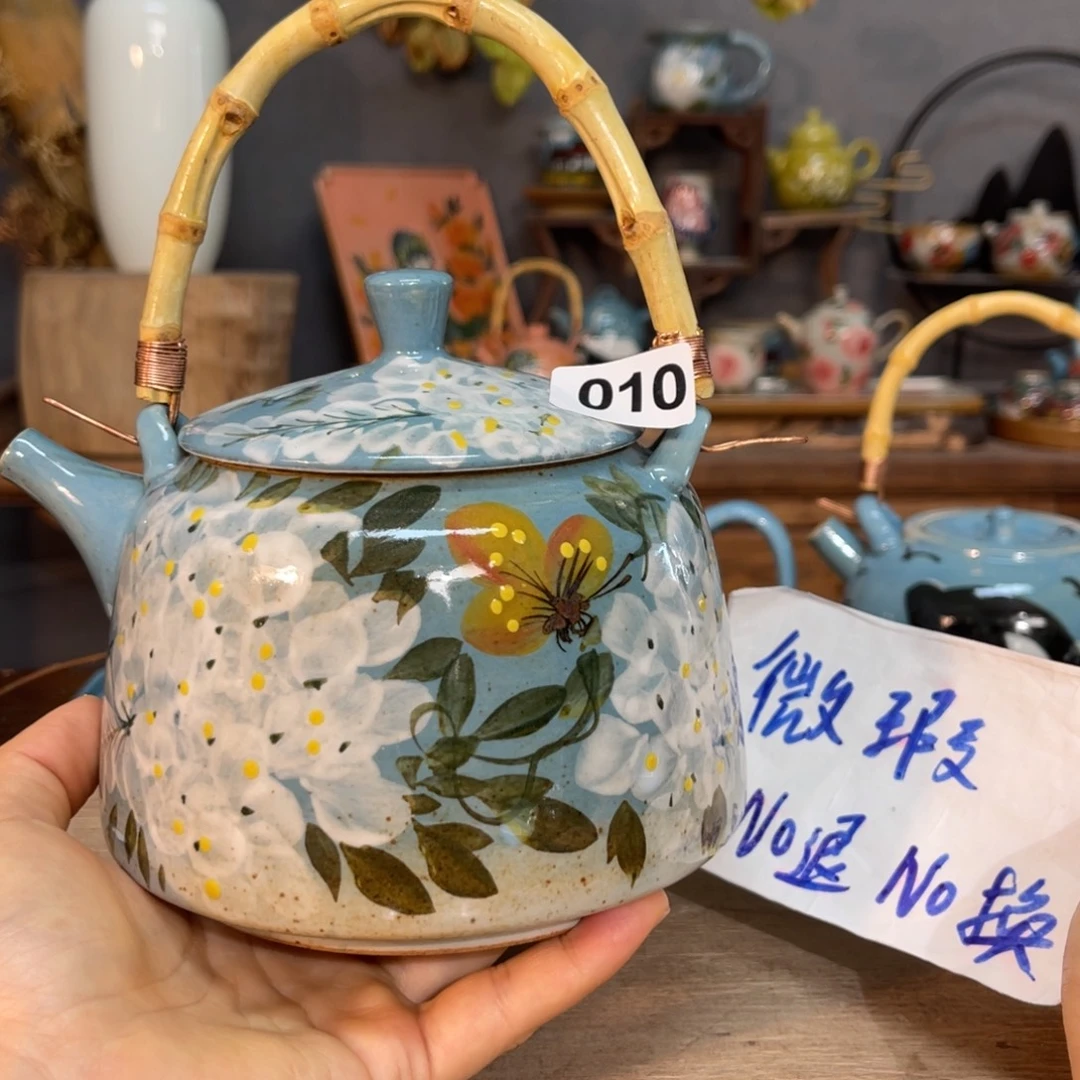 壶素浅陶瓷手工手绘