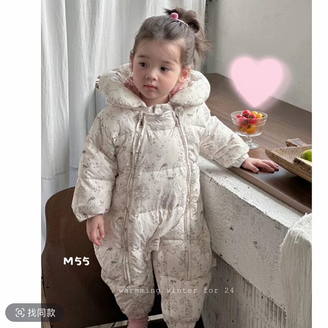 冬款连体外出服森林小鹿小清新哈衣 保暖鸭绒