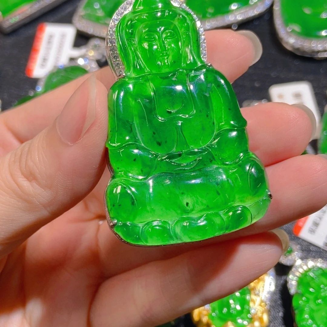 翡翠银S925镶嵌吊坠(不含链)