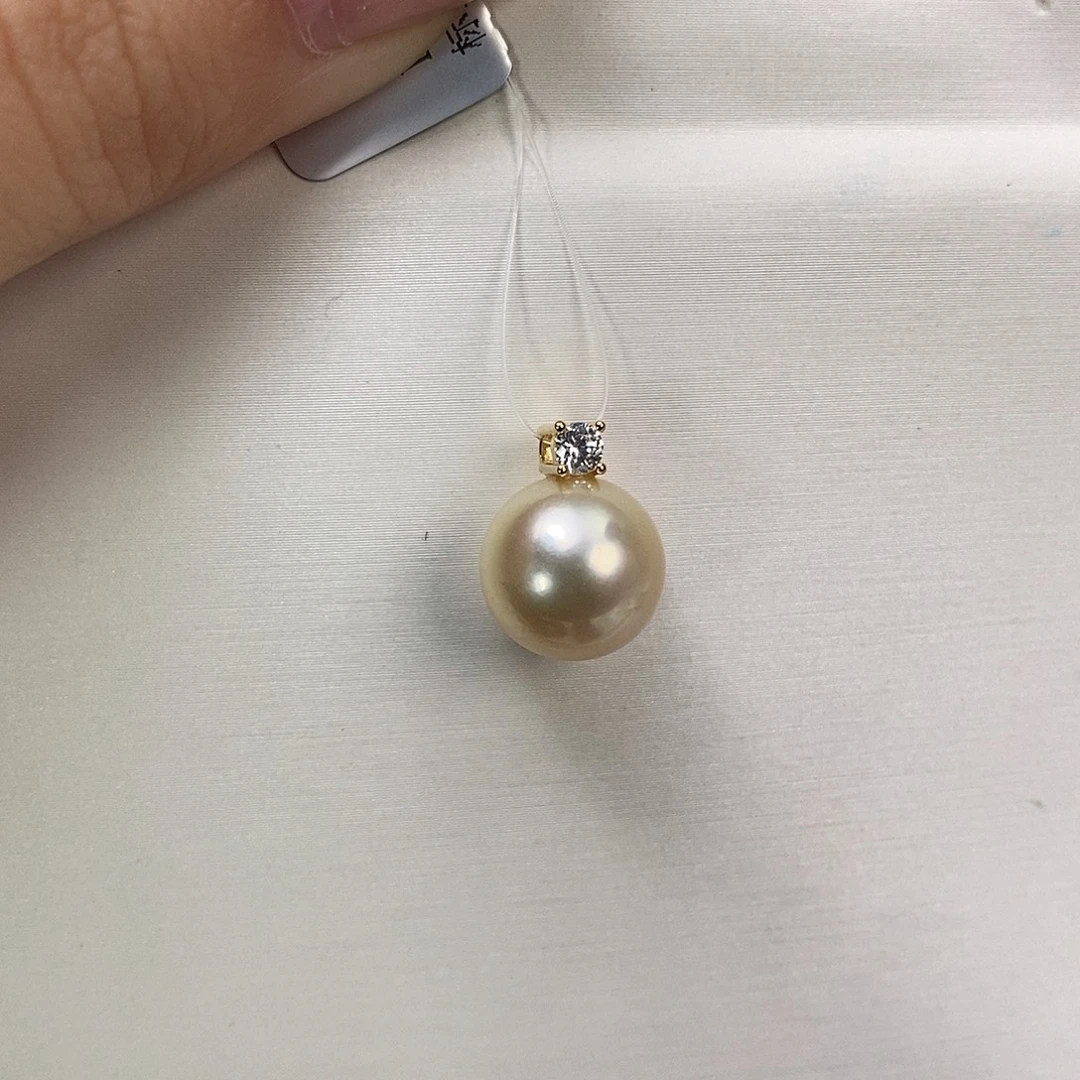 吊坠(不含链)银S925镶嵌海水珍珠11-12