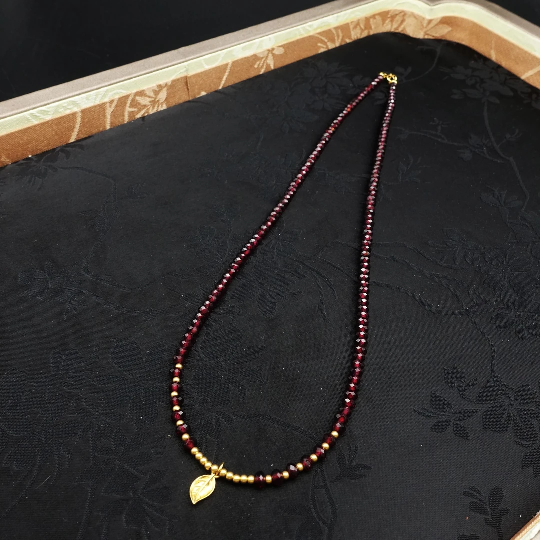 JUSTARRY【孤品】18k金天然石榴石切角项链锁骨链（定位扣非18k金）