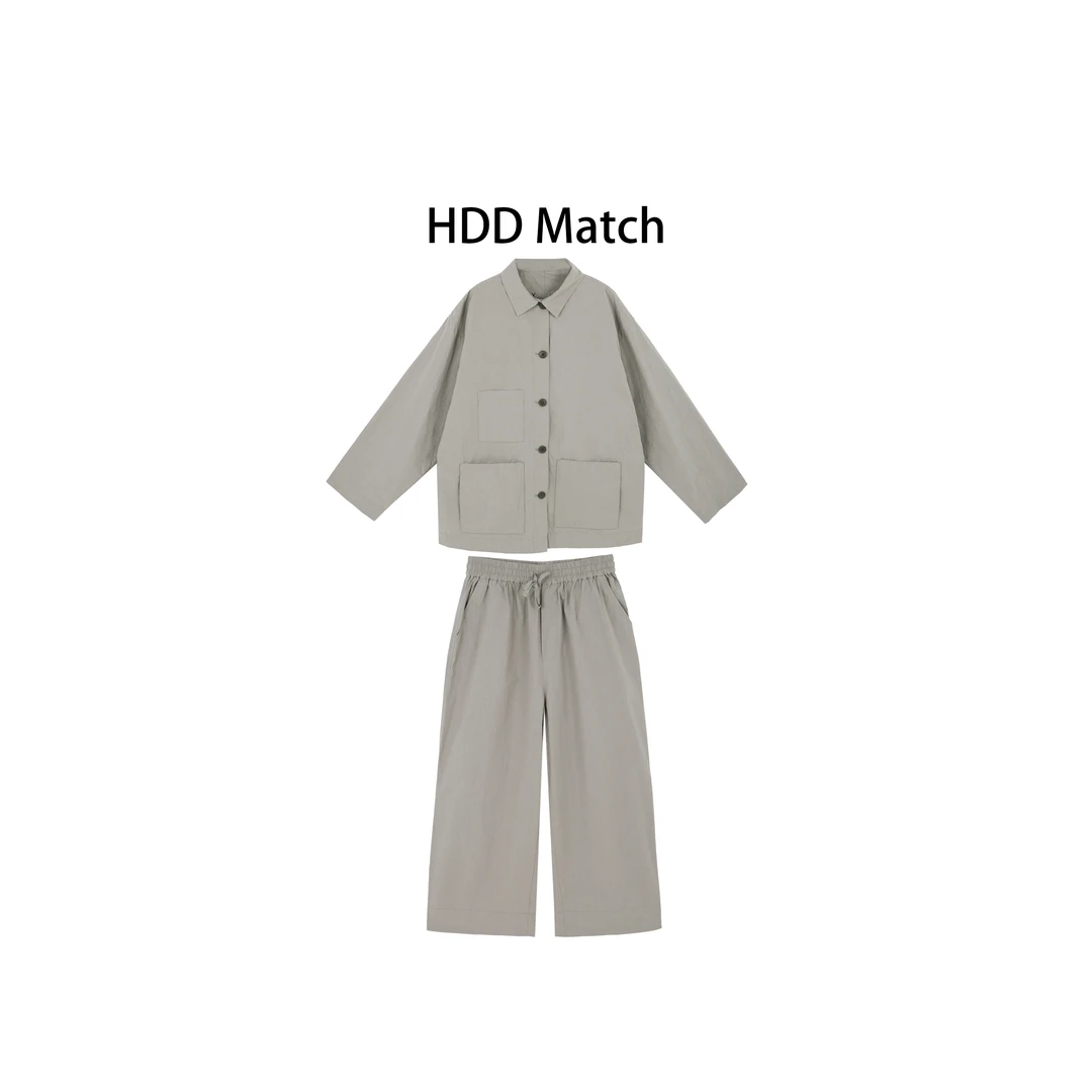 HDD- "法式秀场" 棉 秋季女款风衣外套+休闲裤套装  Y8557