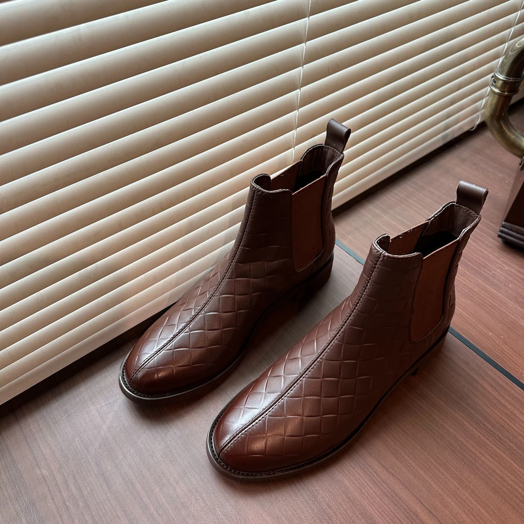 H009圆头短靴女切尔西靴子一脚蹬低跟舒适冬季新款