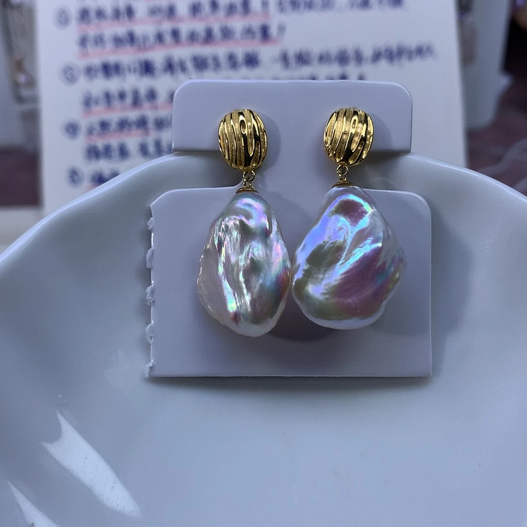 银S925镶嵌淡水珍珠耳饰特价4725