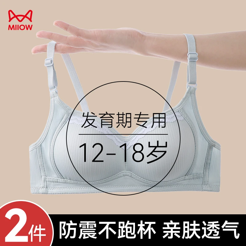 猫人内衣女小胸聚拢发育期透气薄款大学生初高中生矫正少女文胸罩