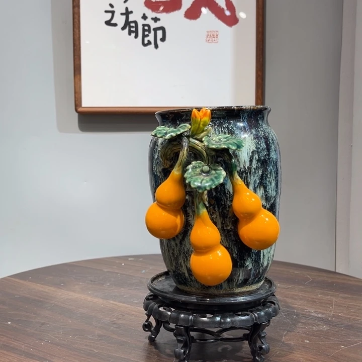k***i陶瓷葫芦花瓶石湾陶