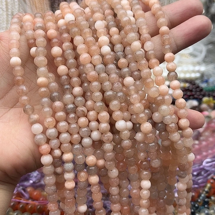 玛瑙/玉髓未镶嵌珠宝半成品2条6mm左右太阳石