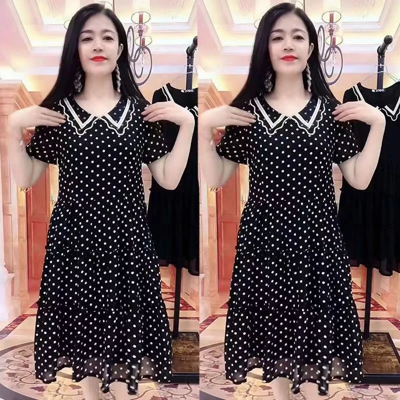A560  A7  夏季新款洋气波点娃娃气质遮肉型连衣裙