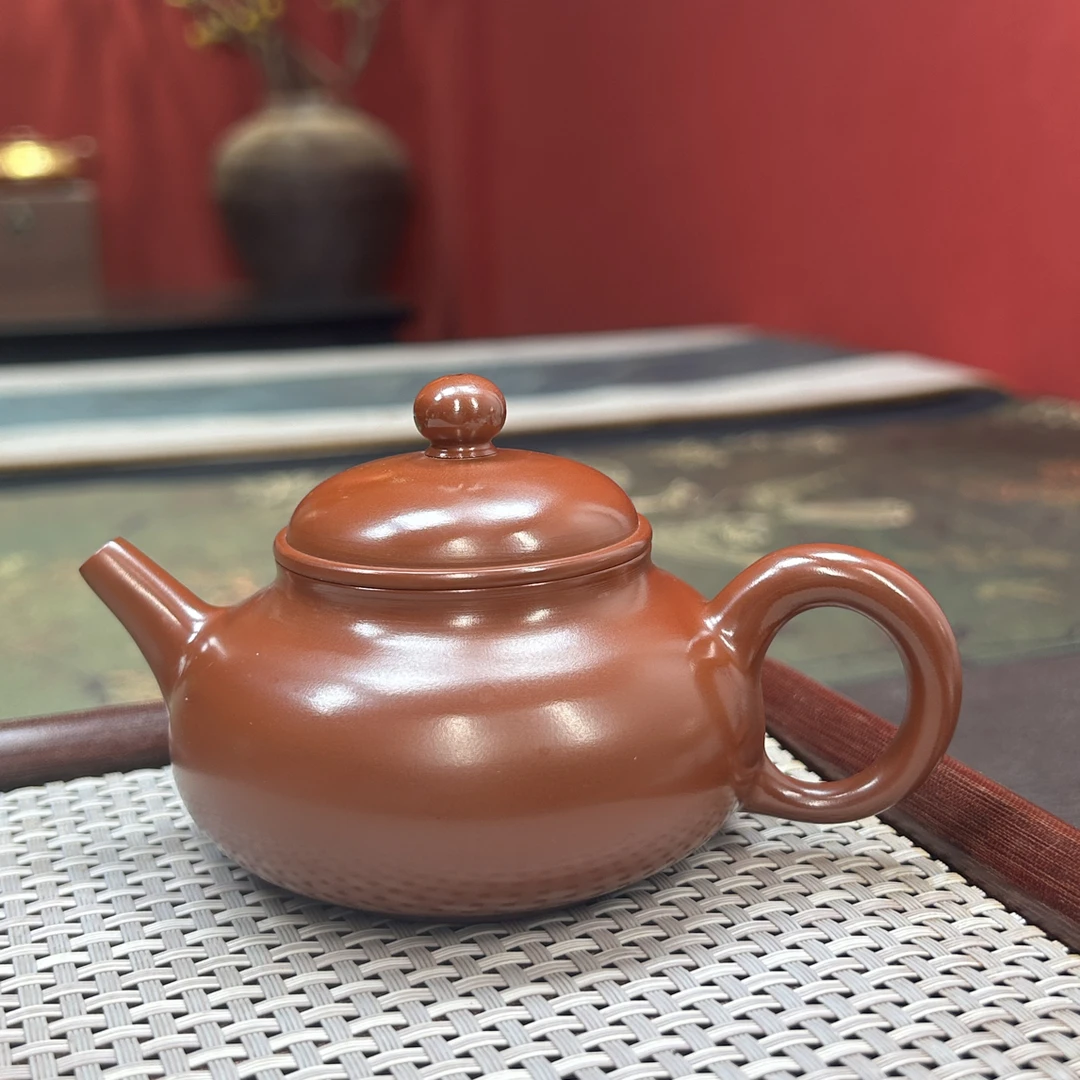 容天壶 薄胎朱泥约120毫升潮州全手工手拉壶功夫茶器具