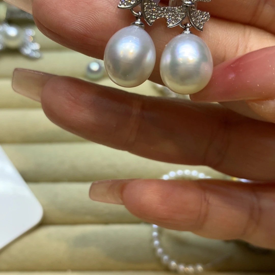 银S925镶嵌耳饰海水珍珠
