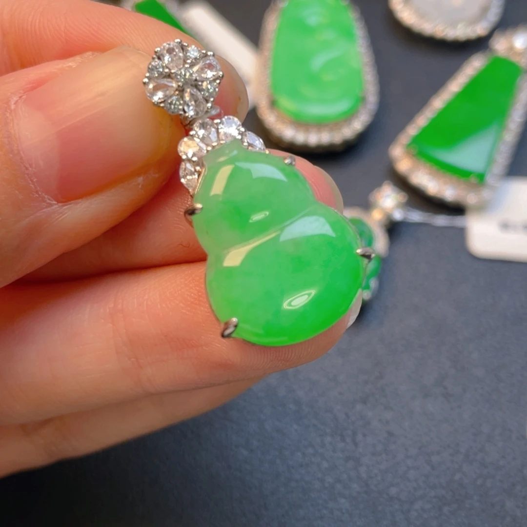 翡翠银S925镶嵌吊坠(不含链)