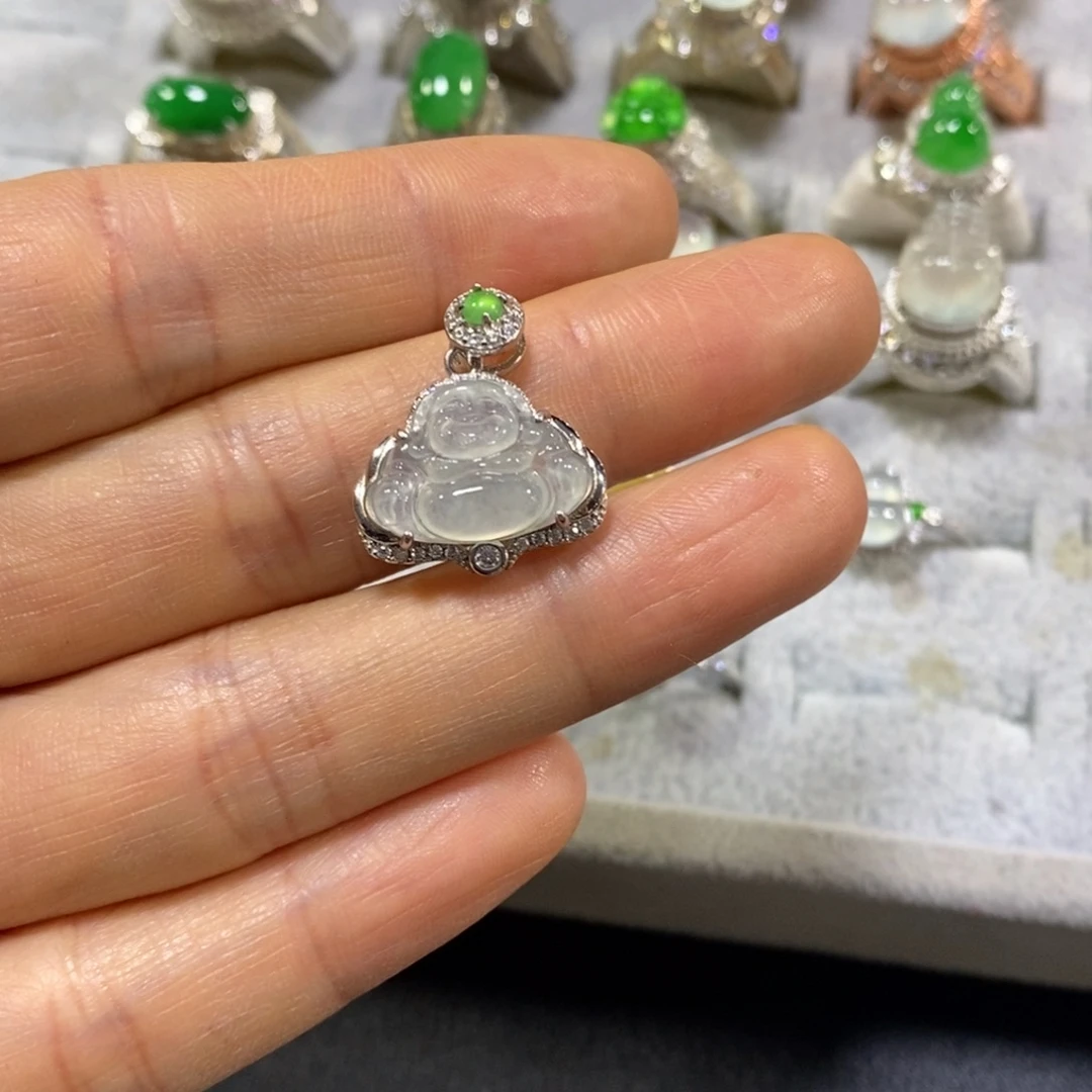 翡翠银S925镶嵌颈饰吊坠