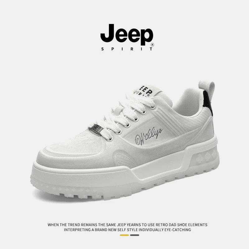 JEEPSPIRIT吉普男鞋2025新款休闲鞋男款厚底板鞋男款百搭复古鞋子