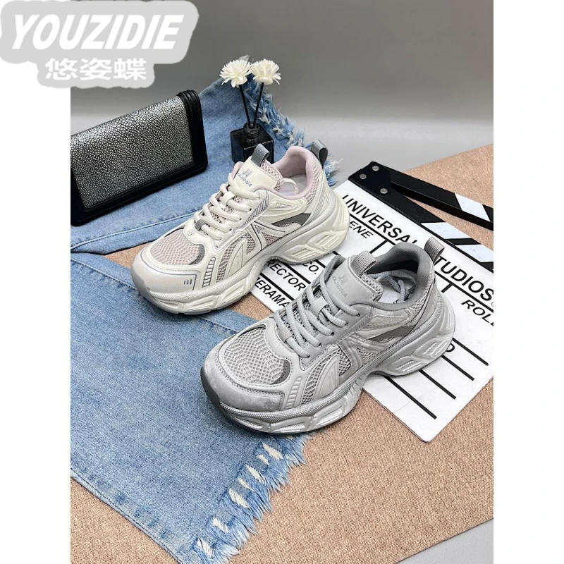 YOUZIDIE欧货显脚小老爹鞋女鞋2025春新款复古休闲鞋设计增高运动