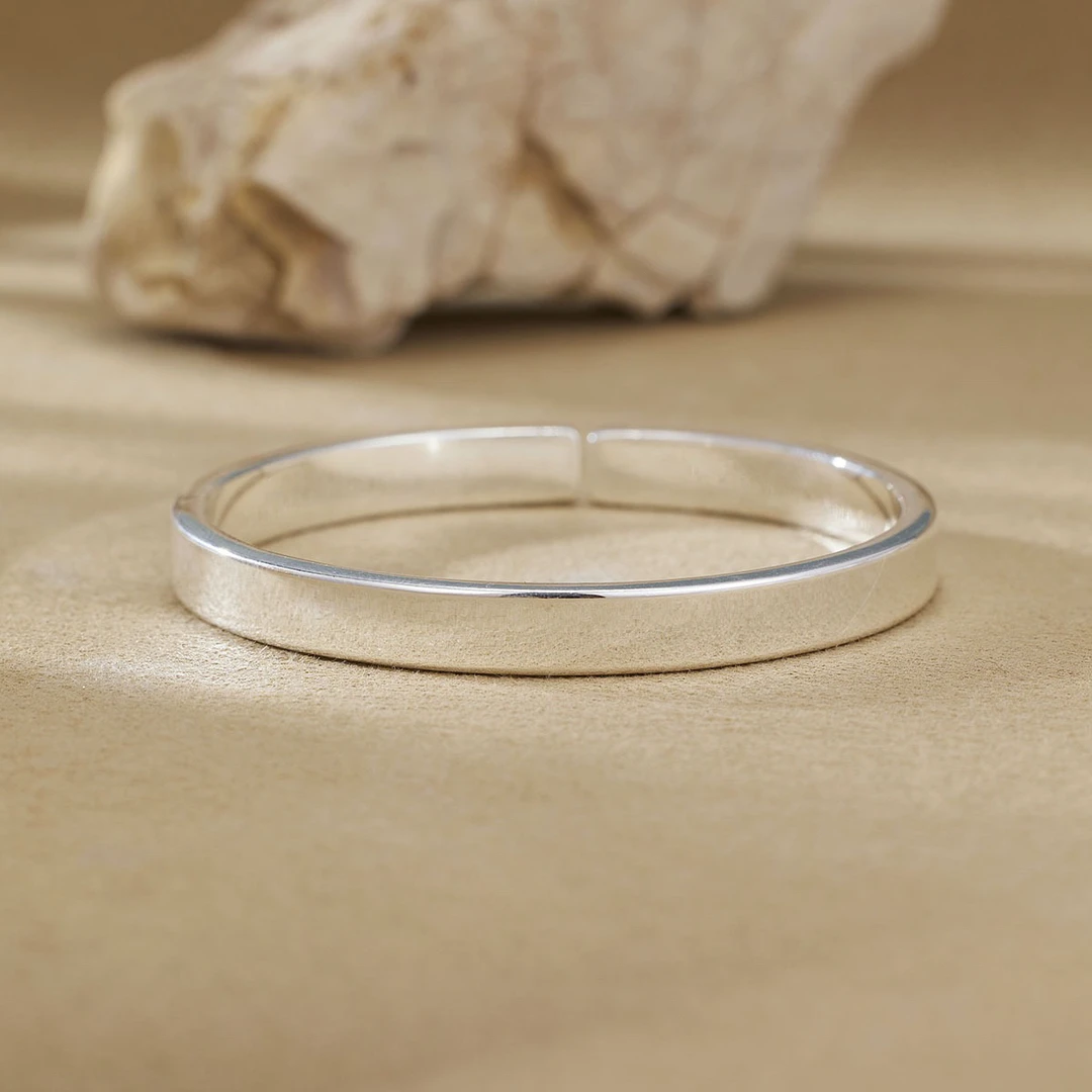 足银手镯 SZ158—开口光面手环 银色饰品 无礼盒