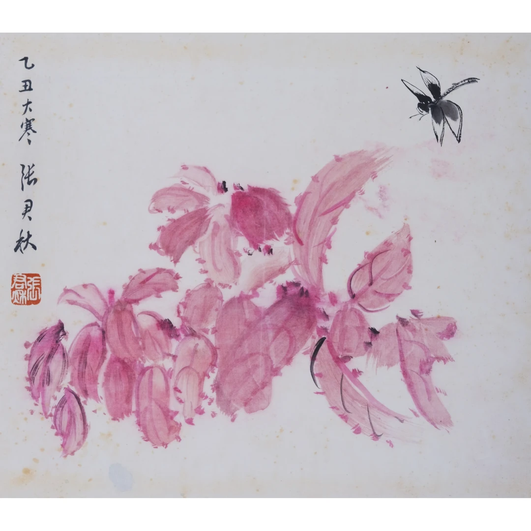 张 君 秋 红叶蜻蜓 立轴 30×34cm