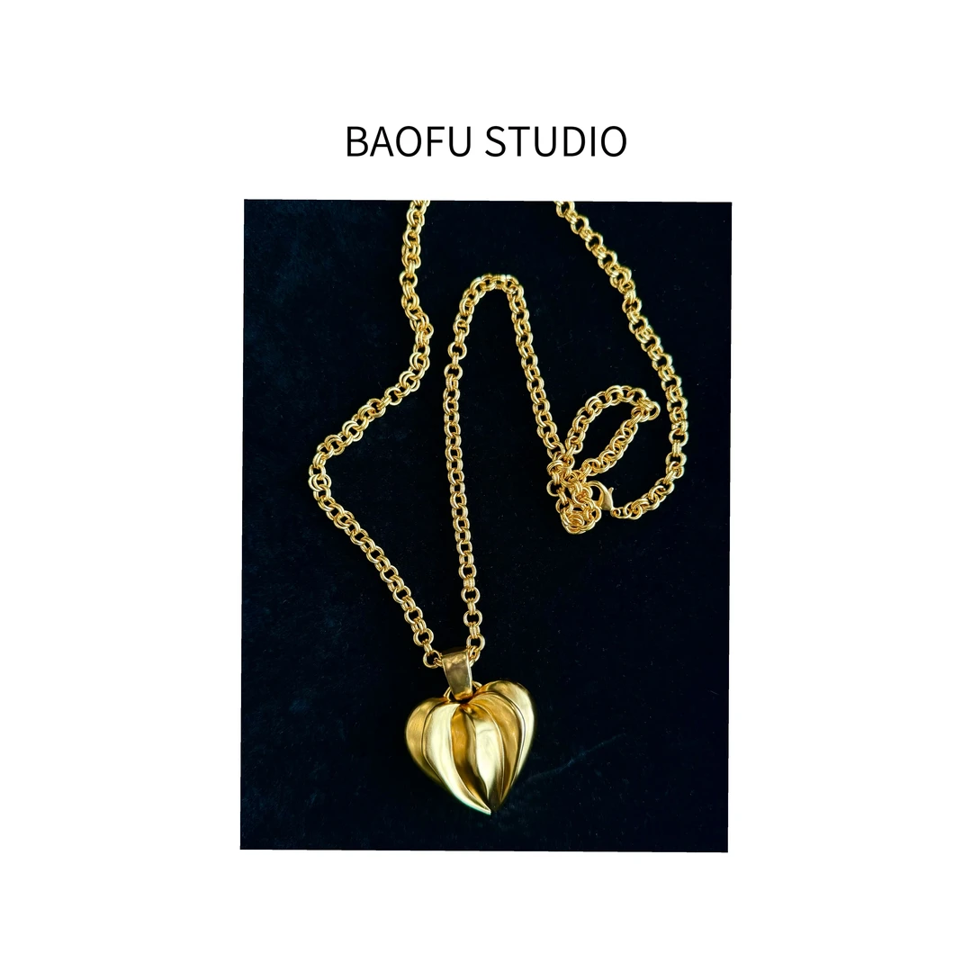 铜合金项链 BAOFU studio｜棱骨挚爱项链爱心吊坠经典小众桃心项链