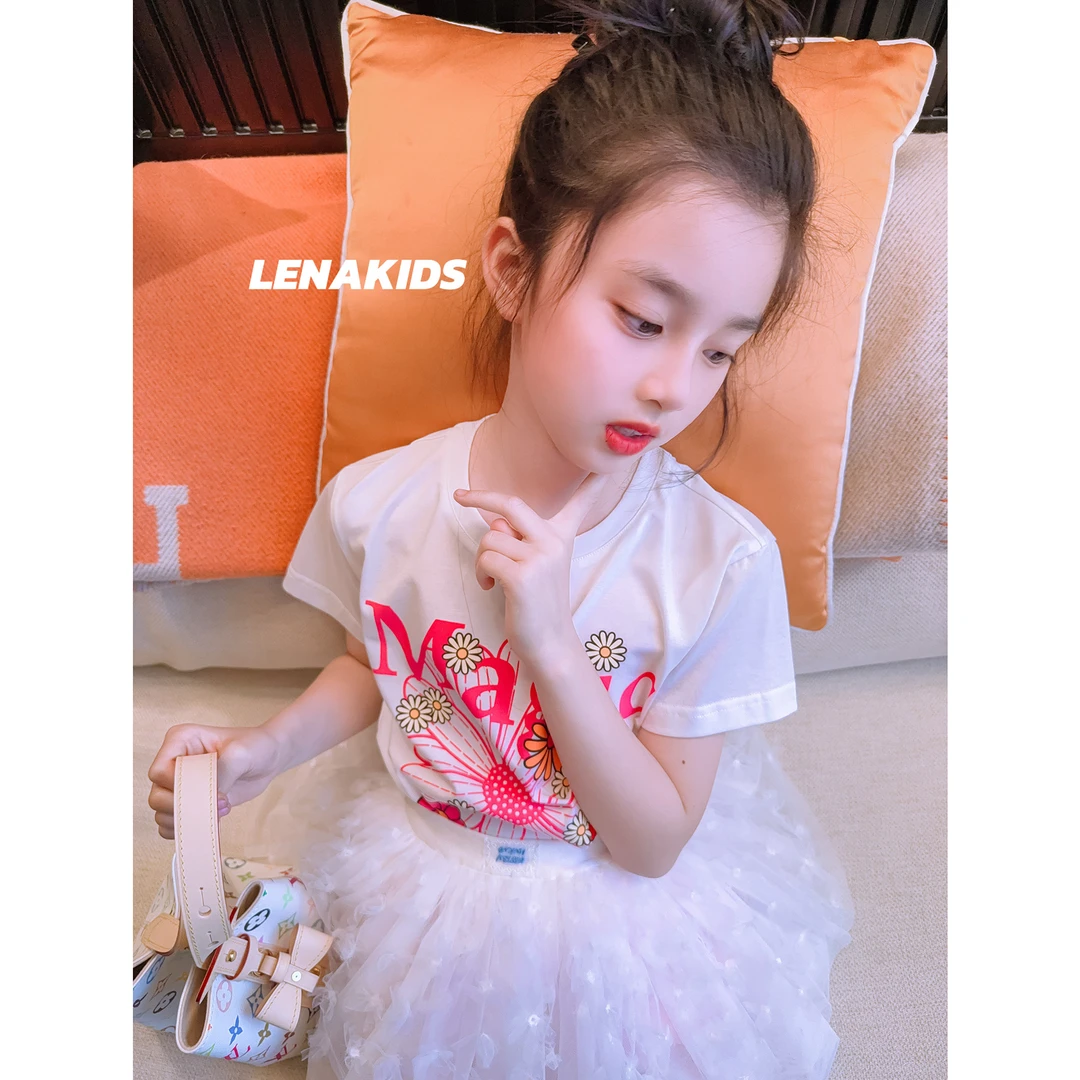 Lenakids【现货】【小雏菊多花字母短袖t恤韩系上衣】女宝25041603