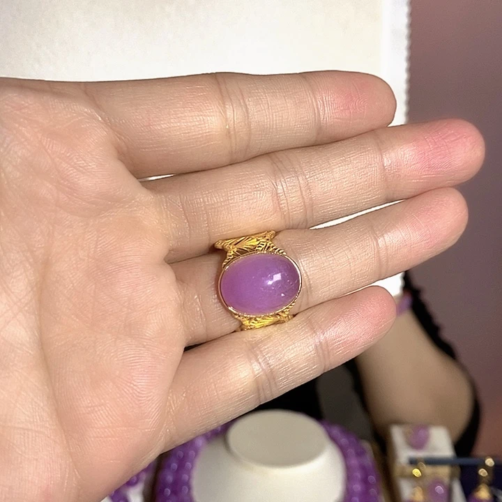 银S925镶嵌锂辉石紫锂辉高冰收藏级戒指