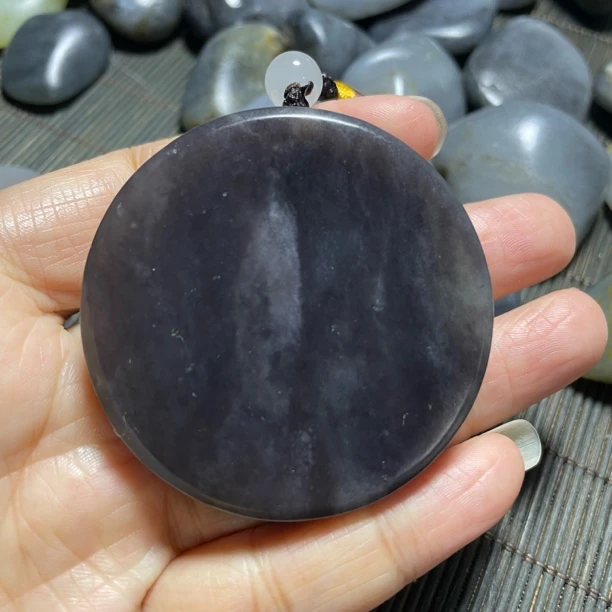 和田玉青海料烟紫镯芯无事牌