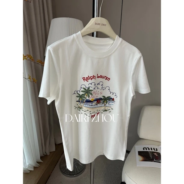 DAIRI  ZHOU▪️雪与未完诗   100丝光棉重工刺绣白T恤短袖圆领百搭
