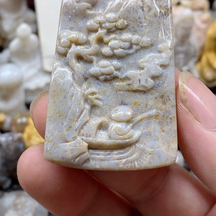 颈饰未镶嵌硅化珊瑚（珊瑚玉）