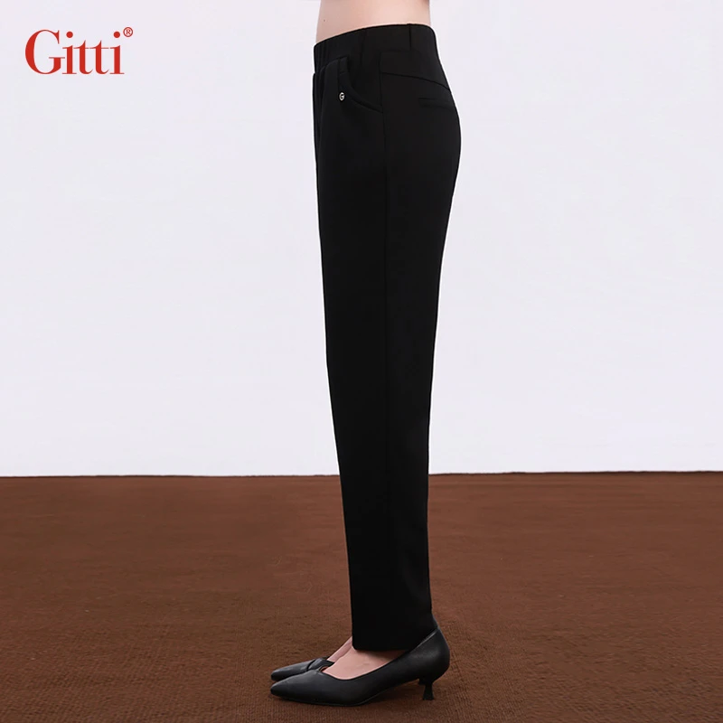 吉蒂GITTI冬季新款高腰显瘦弹力休闲裤女通勤百搭长裤子女G255574