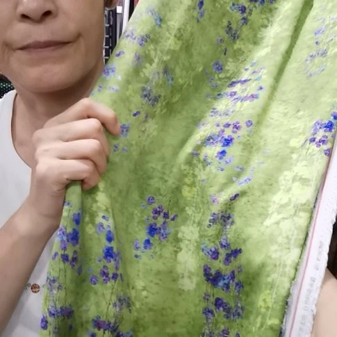 醋酸棉布料紫色花2米