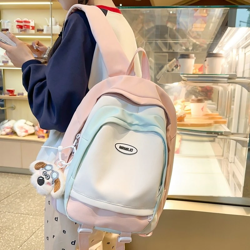 LOVELVLV书包女小学生4-6年级轻便可爱双肩包撞色高级感小清新初