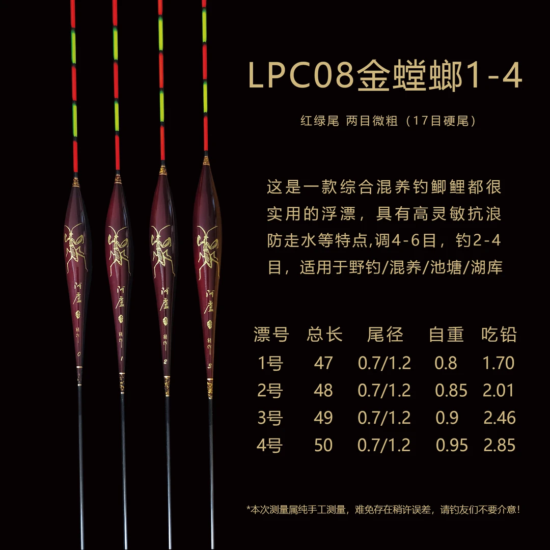 阿卢赤金螳螂系列LPC08孔雀羽高灵敏鲫鲤醒目鱼漂野钓竞技综合漂