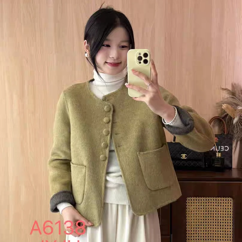 单排扣短款外套女宽松显瘦双面外套63