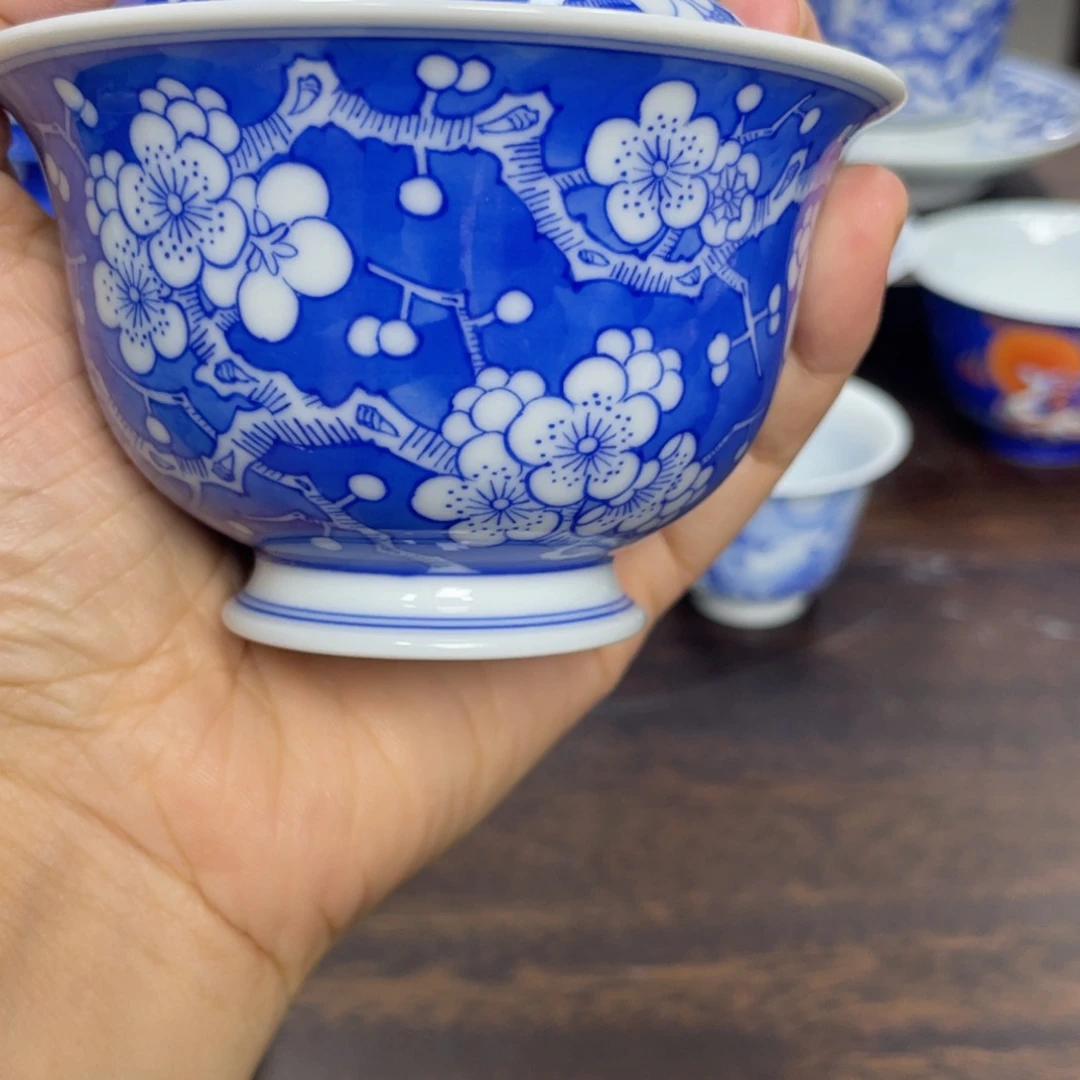 铭清堂青花冰梅盖碗