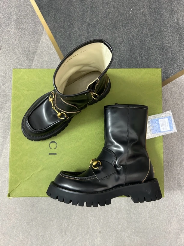 99新 GUCCI/古驰 古驰gucci黑色中筒靴99新三八半码