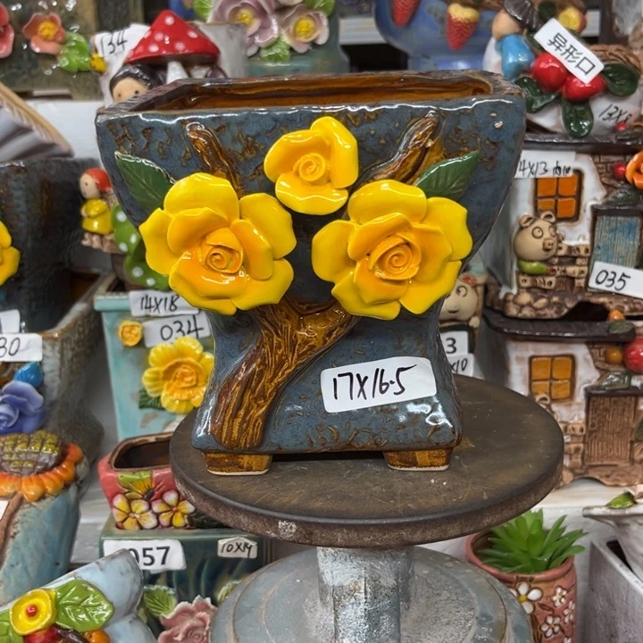 紫砂花盆粗陶材质多肉花盆