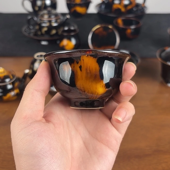 瓷玳瑁釉小压手杯
