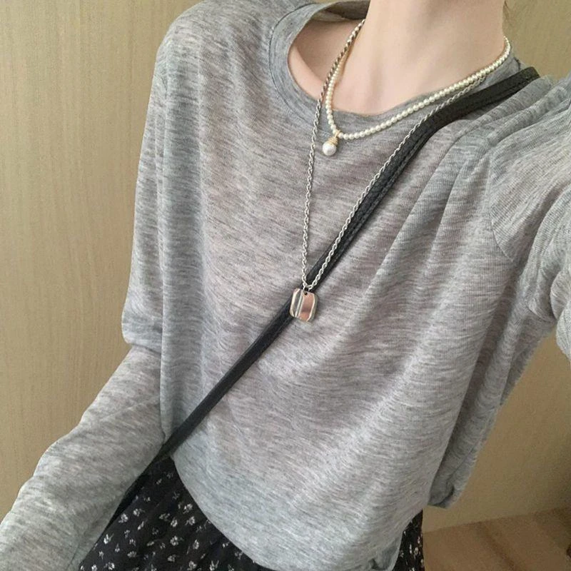 话里纯色基础款天丝面膜衣2025夏季新款韩版圆领百搭宽松显瘦上衣